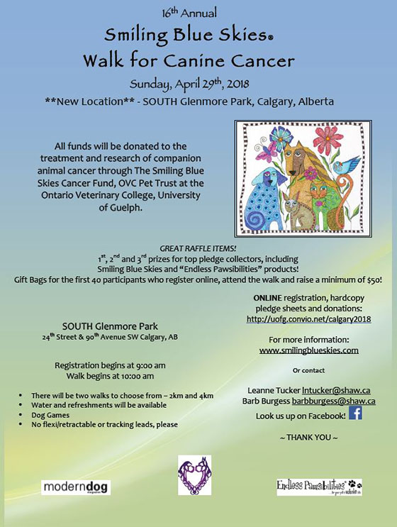 Smiling Blues Skies Calgary Walk to End Canine Cancer 2018 Poster