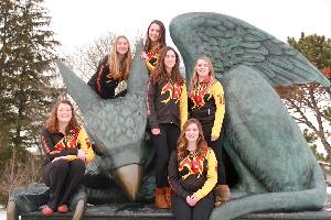 Women's Team with Gryphon Statue